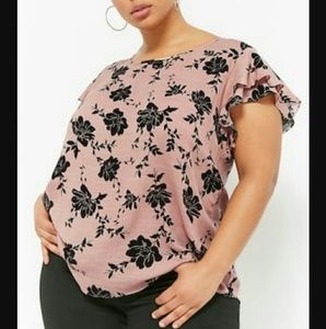 Floral Mauve Tiered Sleeve Top